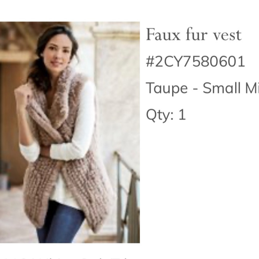 Faux fur Taupe Vest by Soft Surroundings Small - Picture 2 of 10